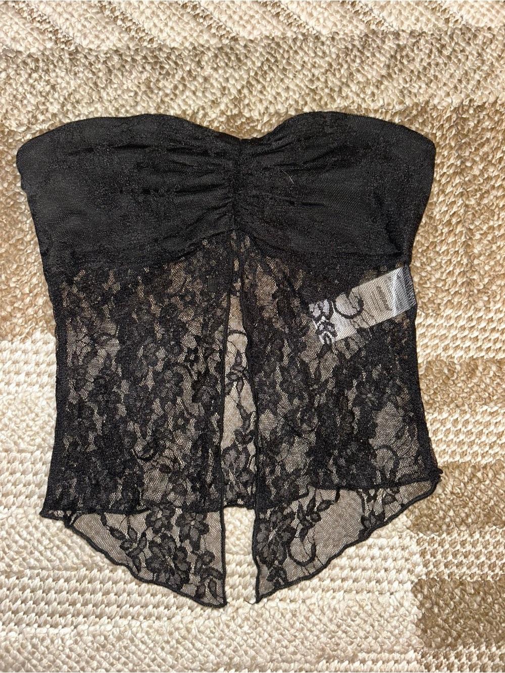 Edikted Black Lace Strapless Bandeau Top